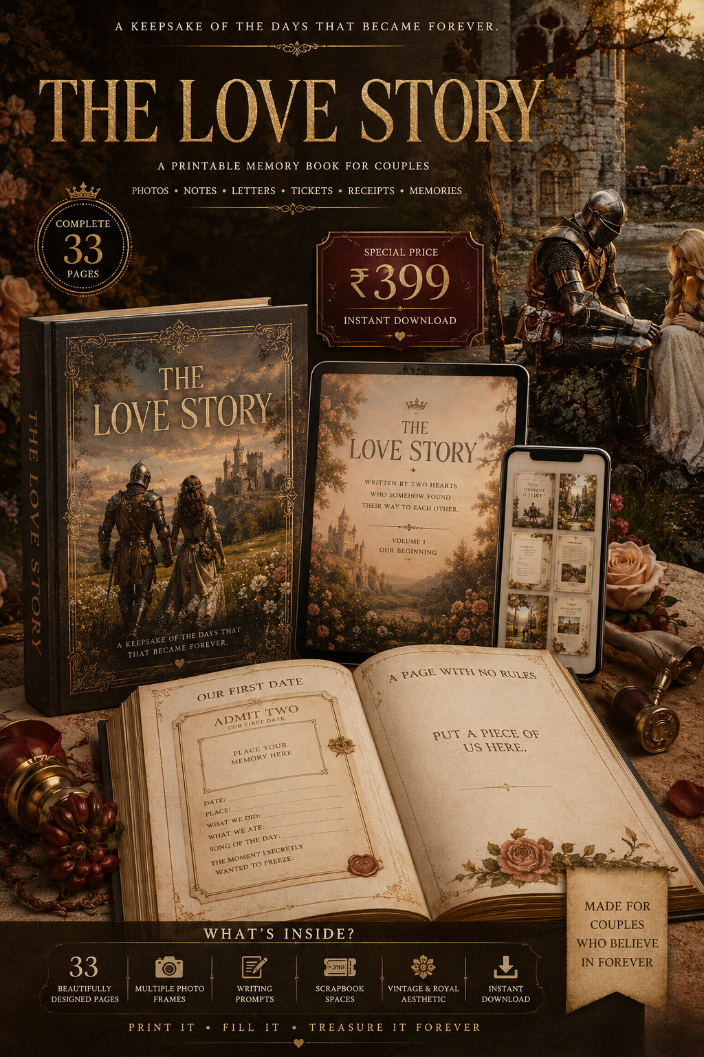 THE LOVE STORY™ — A Luxury Printable Memory Book for Couples